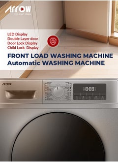 Arrow 10KG Front loading Automatic Washing Machine, 1400rpm Max. Spin Speed, 16 Programs, Dark Silver Color, Auto Balance System, Child Lock, Fault Check, LED Display, BLDC Motor | Model Name: RO-11FWTS-01  - Image 4