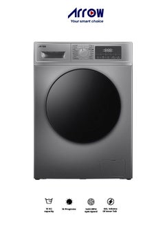 Arrow 10KG Front loading Automatic Washing Machine, 1400rpm Max. Spin Speed, 16 Programs, Dark Silver Color, Auto Balance System, Child Lock, Fault Check, LED Display, BLDC Motor | Model Name: RO-11FWTS-01  - Image 1