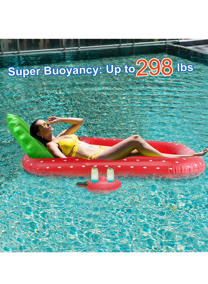 Excefore Pool Inflatable Floats Adult, Giant Pineapple Inflatable Pool Floats With Cup Holder,170 CM Beach Floaties Lounge Luxury Recliner for Summer Outdoor Swimming Pool Party (Red)  - Image 4