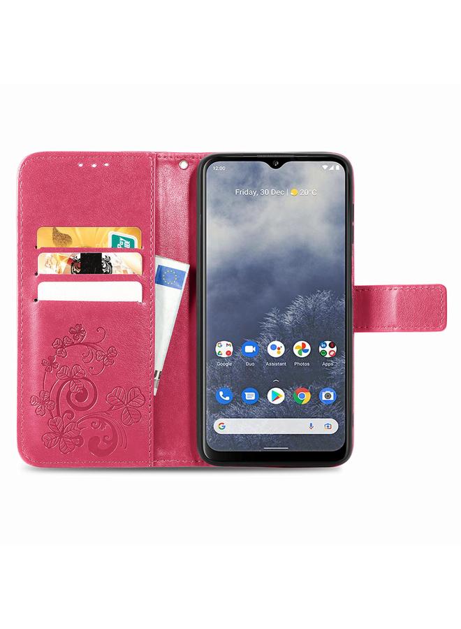 إيروريكس جراب لهاتف Nokia G60 مصنوع من الجلد المنقوش بمشبك على شكل أربع أوراق - Image 3