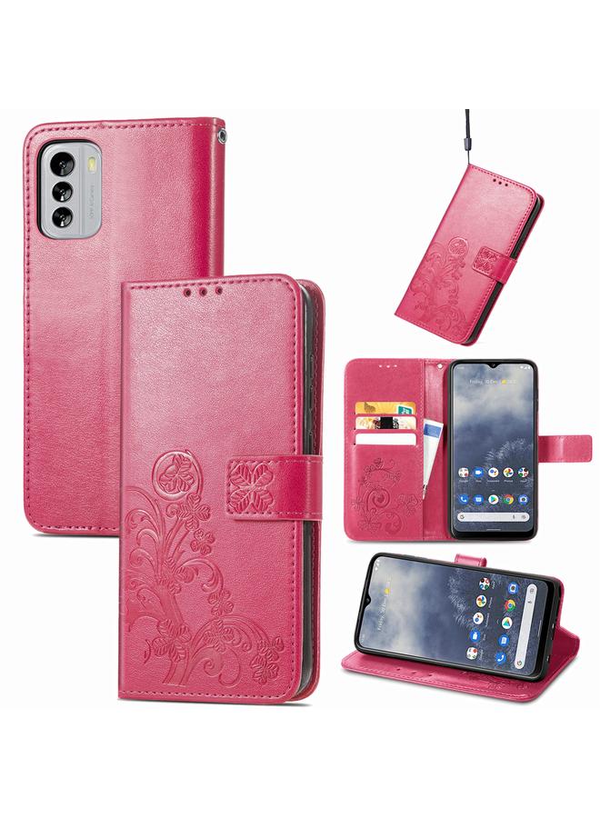 إيروريكس جراب لهاتف Nokia G60 مصنوع من الجلد المنقوش بمشبك على شكل أربع أوراق - Image 1