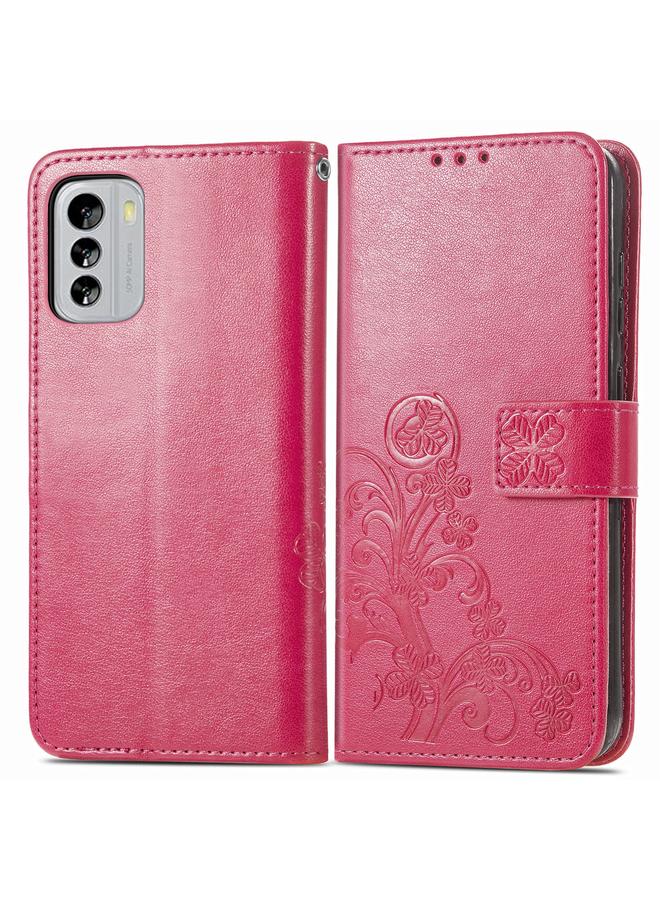 إيروريكس جراب لهاتف Nokia G60 مصنوع من الجلد المنقوش بمشبك على شكل أربع أوراق - Image 2