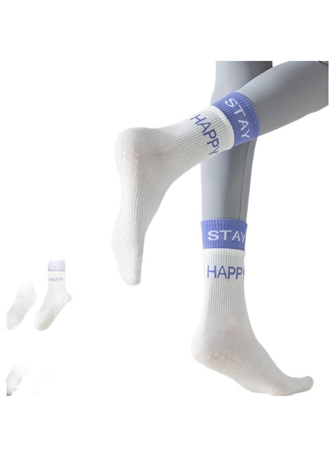 MIIOW 4 Pairs Of Women'S Socks, Double-Loop Mid-Calf Yoga Socks, Trendy Fashion Silicone Non-Slip Fitness Sports Socks - Image 2