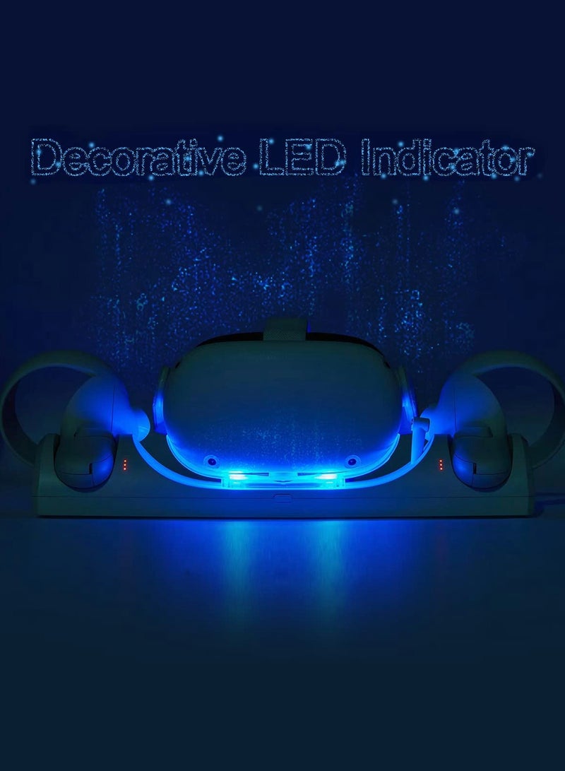 Zikra Charging Dock for Oculus Quest 2 / Meta Quest 2 with LED Light, Magnetic Charging Station for VR Headset and Touch Controllers, with 2 Rechargeable Batteries/Type-C Charger Cable - Image 3