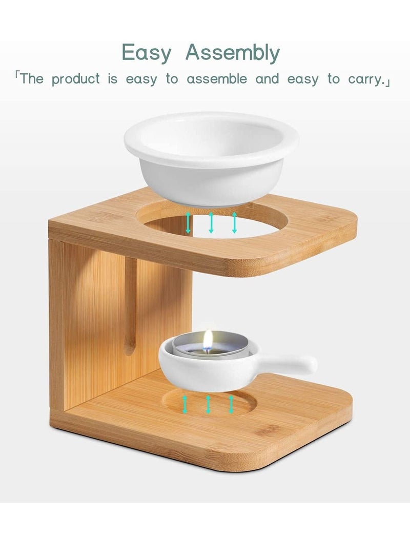 Excefore Wooden Essential Oil Burner, Scented Wax Melt Burner with Candle Holder, Aroma Burner Oil Diffuser Candle Tea light Oil Warmer Yoga Spa Home Bedroom Decor Gift - Image 5