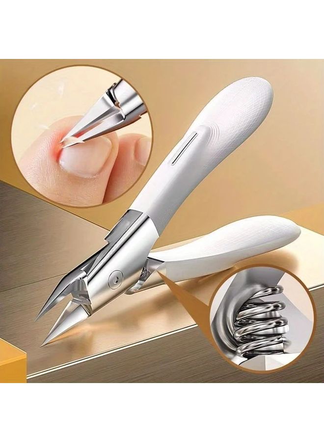 White Oblique Edged Eagle Beak Pliers Stainless Steel Toe Nail Clipper Precision Sharp Blades Ergonomic Design - Image 2