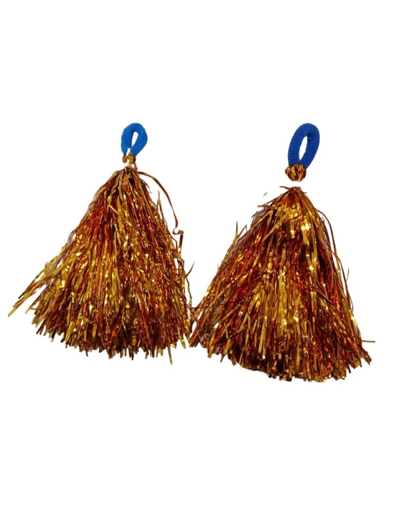 BookMyCostume Golden Pom Poms Cheerleader Dance Kids & Adults Costume Accessory Free Size - Image 2