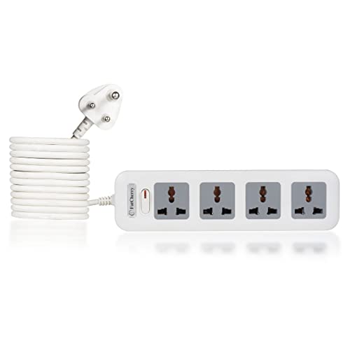 FatCherry 6A 4 Way Extension Board max Rating 2500W Wire Length 2 Meters (White) - Image 1