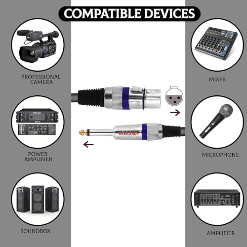 KEBILSHOP Mic Cable 6.35mm Jack Male To XLR 3PIN Female Cord Wire For Microphone/Guitar Cable 5 Meter.Black,1pc pack (5 Meter/16.48 feet) - Image 5