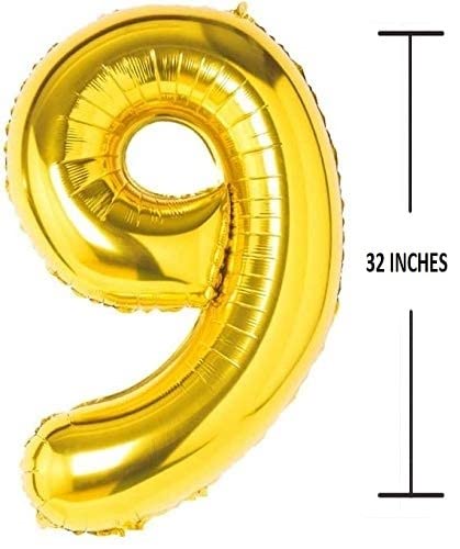 Flavouredlove 32inches nine Foil Number Air or Helium Balloon Party Decoration Gold Pack of 1 | 9 Year No. Balloons Birthday/Anniversary (Gold 9) - Image 2