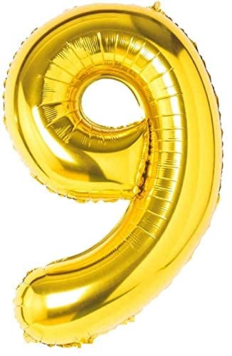 Flavouredlove 32inches nine Foil Number Air or Helium Balloon Party Decoration Gold Pack of 1 | 9 Year No. Balloons Birthday/Anniversary (Gold 9) - Image 1