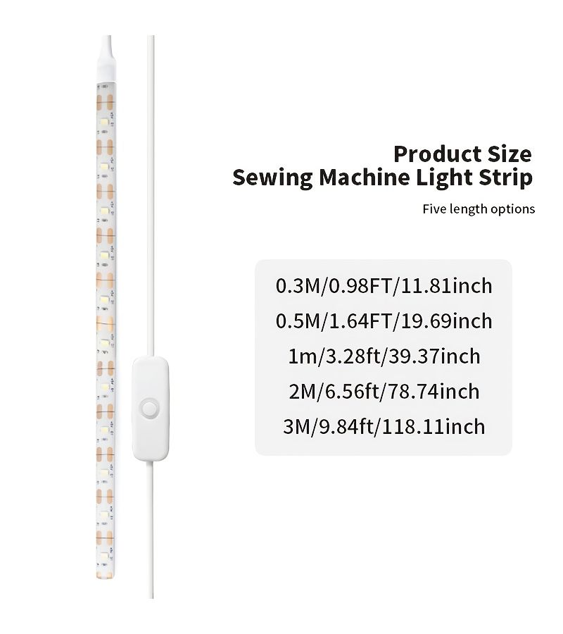0 5M 1 64FT 19 69 Inch LED Light Strip for Sewing Machine With USB Power Supply Switch Button White Light Bright - Image 2