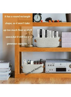 Textile and Beyond Textile and Beyond boho home decor small box rope storage book shelf jute fruits planter basket laundry cloth bag toy gift hamper baby tray bucket organizer for living room kitchen washroom set of 2  - Image 5
