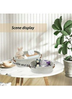 Textile and Beyond Textile and Beyond boho home decor small box rope storage book shelf jute fruits planter basket laundry cloth bag toy gift hamper baby tray bucket organizer for living room kitchen washroom set of 2  - Image 3