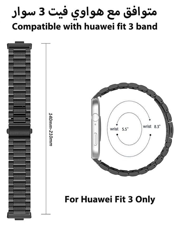 S-Color Straps Compatible with Huawei Watch Fit 3 Strap, Replacement Bands Metal Stainless Steel Business Wristband with Watch Protective Case Cover for Huawei Fit 3 Band Men Women - Image 4