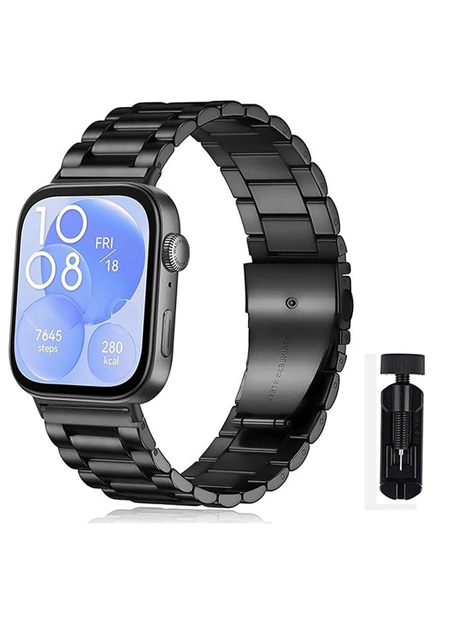 S-Color Straps Compatible with Huawei Watch Fit 4/Fit 4 pro/Fit 3 Strap, Replacement Bands Metal Stainless Steel Business Wristband with Watch Protective Case Cover for Huawei Fit 3 Band Men Women - Image 1