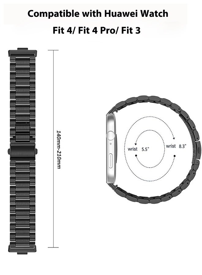 S-Color Straps Compatible with Huawei Watch Fit 4/Fit 4 pro/Fit 3 Strap, Replacement Bands Metal Stainless Steel Business Wristband with Watch Protective Case Cover for Huawei Fit 3 Band Men Women - Image 4