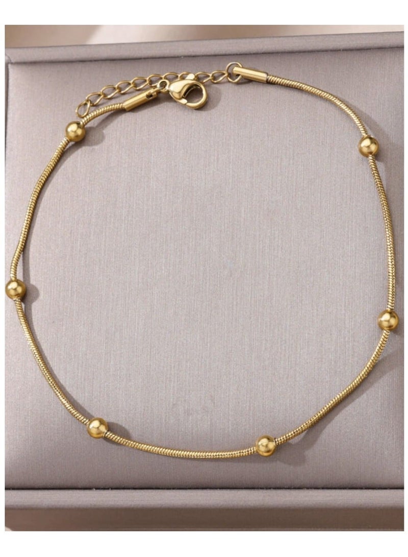 YUCCA Anklet chain European and American style basic style stainless steel round snake, suitable for women's daily wear one piece - Image 5