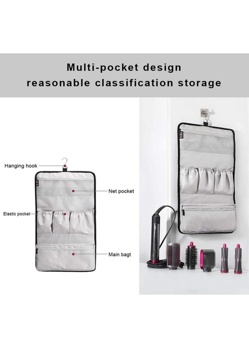 حقيبة تنظيم ملحقات Dyson Airwrap - حامل تخزين متعدد الجيوب مع خطاف تعليق | لبراميل Dyson Airwrap وأدوات التصفيف والفرش وملحقات المجفف | منظِّم سفر مقاوم للغبار ومتين - Image 4