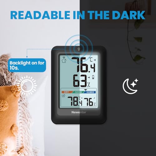 Newentor Indoor Outdoor Thermometer Wireless, Weather Stations Wireless Indoor Outdoor, Outdoor Thermometers for Patio House, Black with 1 Sensor - Image 5