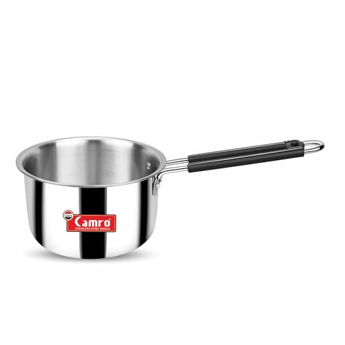 Camro Tripro Triply Artisian (12 No, 2.3 Liters) Tea Pan MilkPan Saucier Cooking Pot for Chai Boil Warm Herb-Spice-Infusion, Heat Resist Handle, Induction Friendly & Gas Ready 6-Year Warranty - Image 1