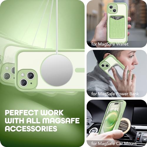 TIESZEN for iPhone 15 Case Compatible with MagSafe Builtin Screen Protector and Camera Protection Full Body Dustproof Shockproof Hard Phone Case 61 Soft Mint - Image 3