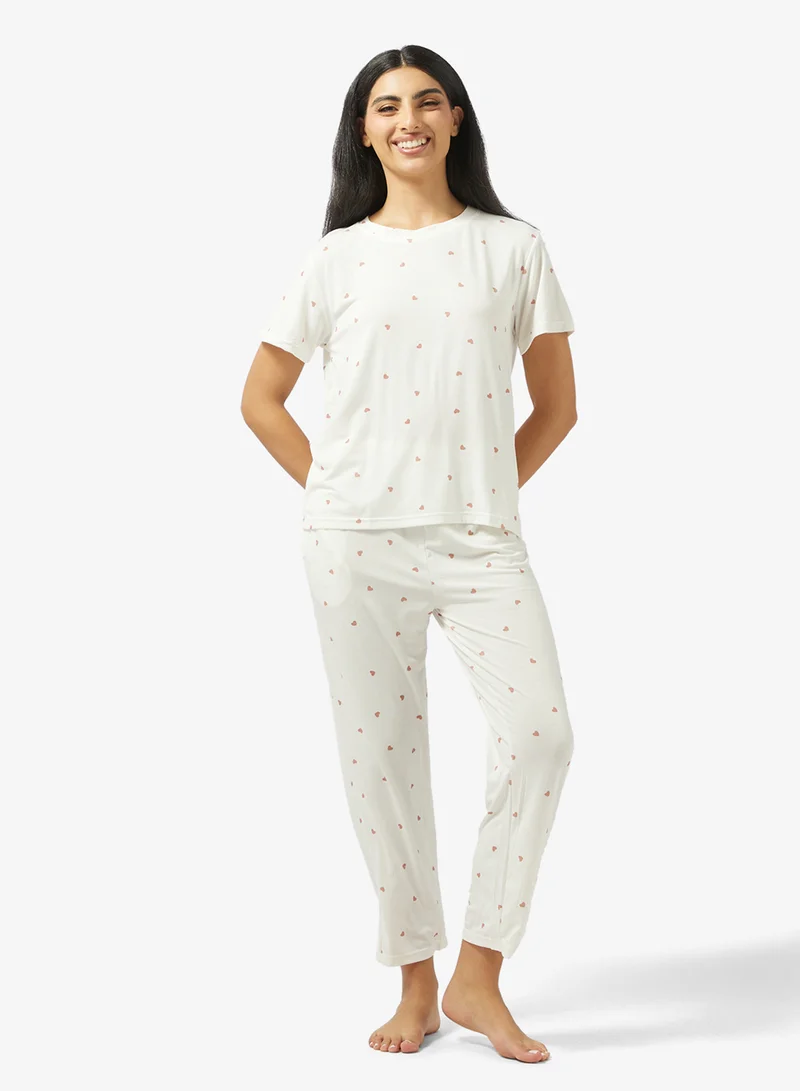 ايلا طقم بيجامة مطبوعة بلوزة وبنطلون