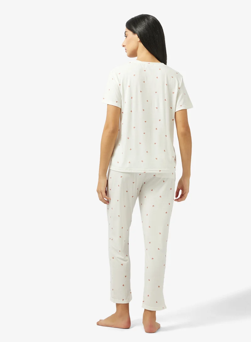 ايلا طقم بيجامة مطبوعة بلوزة وبنطلون