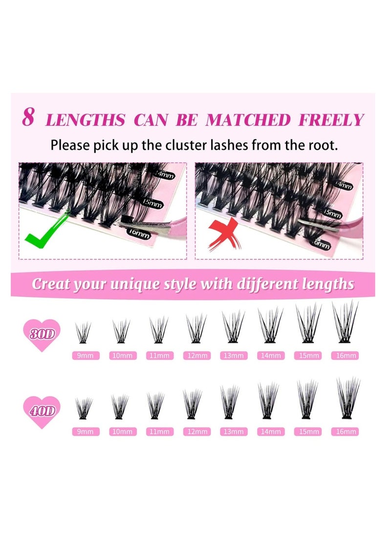 ALIVER 280 Pcs Lash Clusters, Lash Adhesive Glue & Lash Tweezer Set Eyelash Extensions Wispy False Eyelashes Lash Clusters DIY Eyelash Extensions Individual False Eyelashes for Women  - Image 4