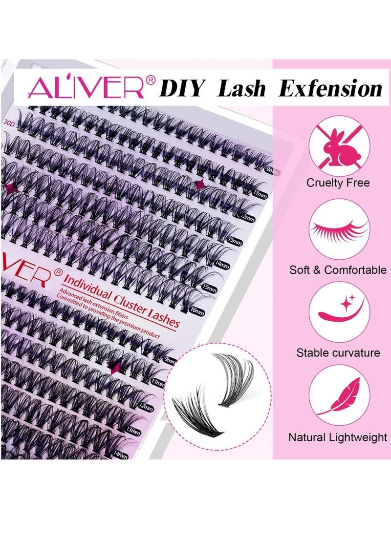 ALIVER 280 Pcs Lash Clusters, Lash Adhesive Glue & Lash Tweezer Set Eyelash Extensions Wispy False Eyelashes Lash Clusters DIY Eyelash Extensions Individual False Eyelashes for Women  - Image 5