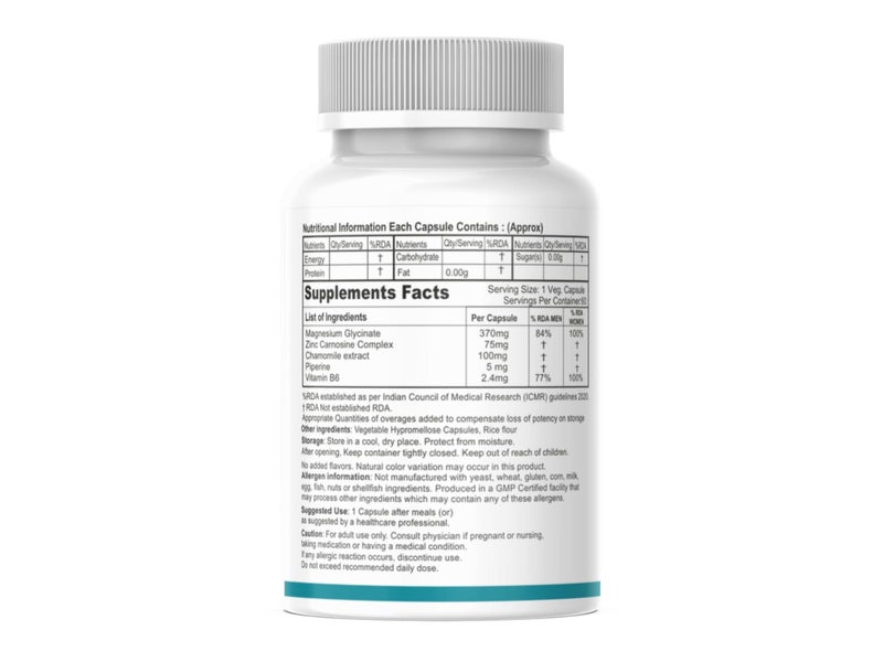 Zincasin -Mg with Zinc Carnosine, Magnesium glycinate, Chamomile, Vitamin B6 & Piperine | Leaky Gut | Digestive & Stress Support | Gut Soothing & Relaxation Support Supplement – 60 Capsules - Image 2
