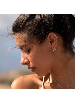Mevecco Women Huggie Hoop Earrings Gold Ear Stud Cuff 14K Gold Filled Small Boho Beach Simple Delicate Handmade Hypoallergenic Jewelry Gift  - Image 2