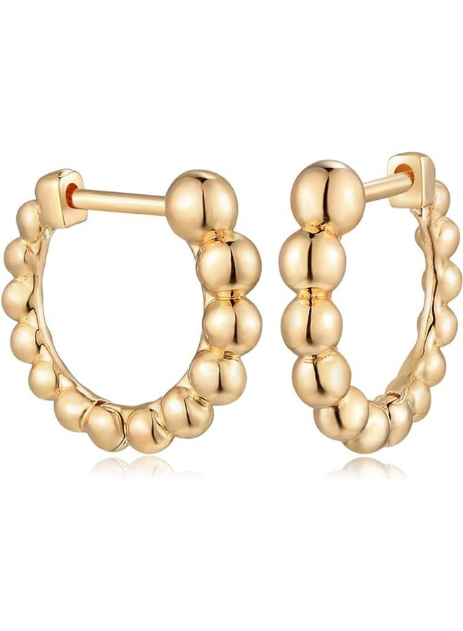 Mevecco Women Huggie Hoop Earrings Gold Ear Stud Cuff 14K Gold Filled Small Boho Beach Simple Delicate Handmade Hypoallergenic Jewelry Gift - Image 1