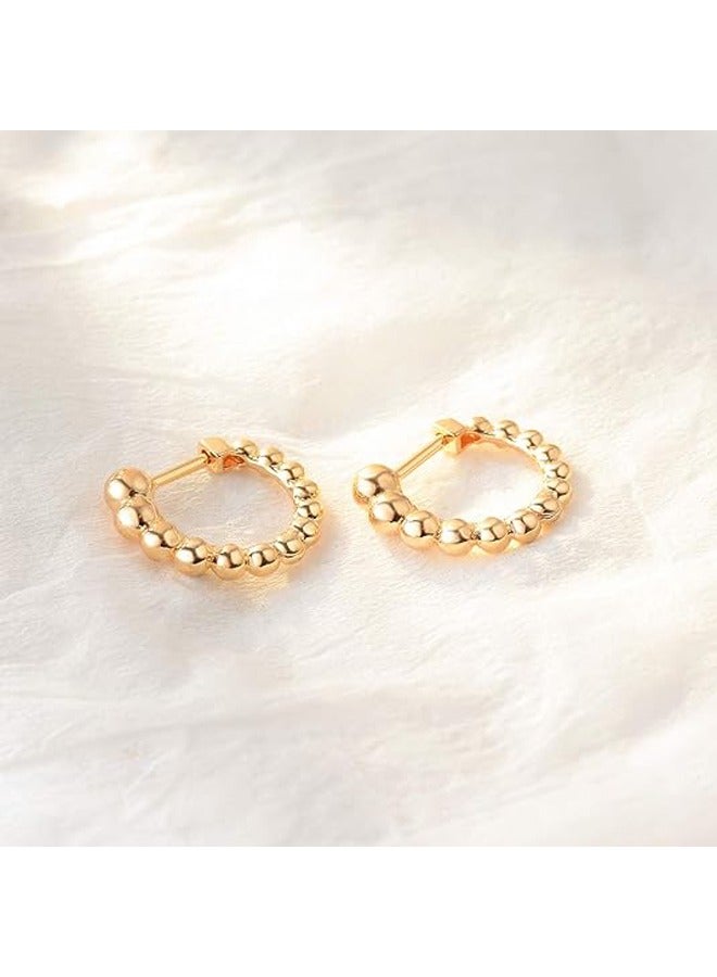 Mevecco Women Huggie Hoop Earrings Gold Ear Stud Cuff 14K Gold Filled Small Boho Beach Simple Delicate Handmade Hypoallergenic Jewelry Gift - Image 4