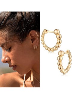 Mevecco Women Huggie Hoop Earrings Gold Ear Stud Cuff 14K Gold Filled Small Boho Beach Simple Delicate Handmade Hypoallergenic Jewelry Gift  - Image 3
