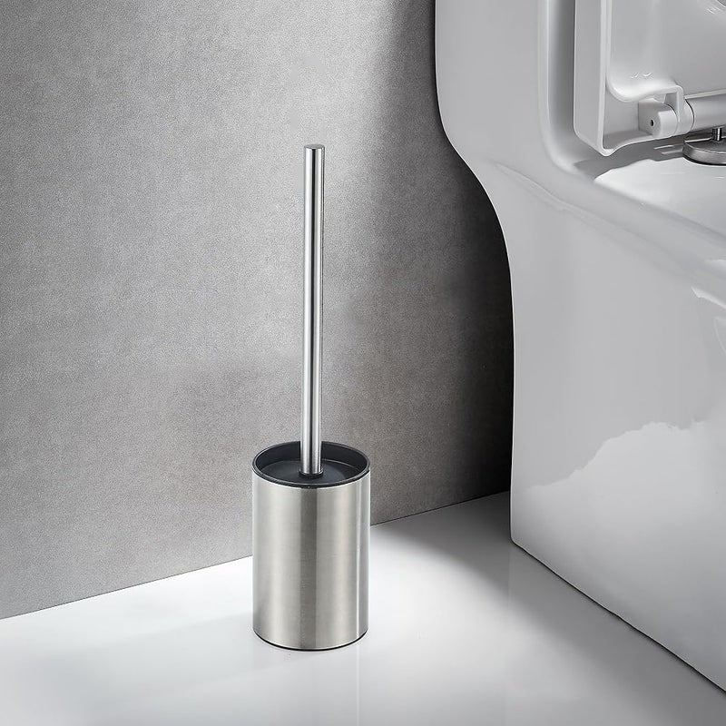 BRIMIX Toilet Brush with Holder Set Stainless Steel 304 Toilet Cleaning Brush for Bathroom Round Floor Standing Toilet Bowl Brush (Brushed Nickel) - Image 5