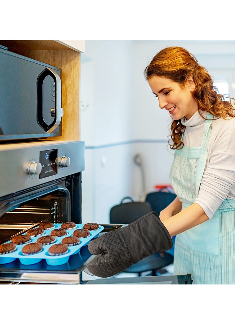 4pcs Oven Mitts and Pot Holders Kitchen Oven Glove High Heat Resistant 500°F Extra Long Oven Mitts and Potholder with Recycled Cotton Infill and Silicone Non-Slip Surface for Baking Cooking - Image 2