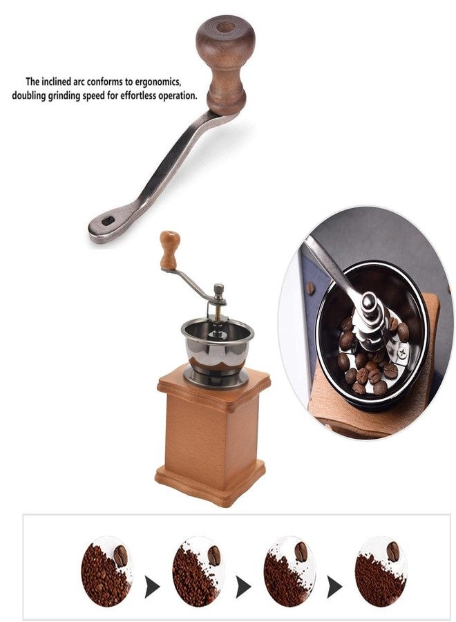 Eitonbu Wooden Manual Coffee Grinder Vintage Style Hand Coffee Mill Burr Coffee Grinder with Ceramic Hand Crank,Wooden Manual Coffee Grinder Cleaning Brush (Light Brown) - Image 5