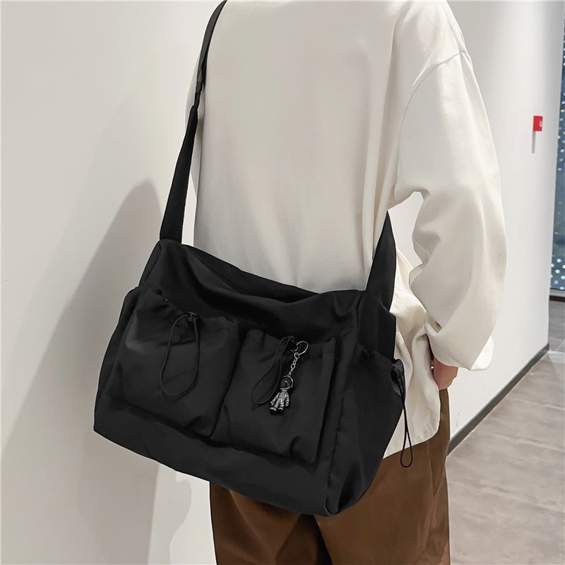 Trendy Japanese-Style Workwear Crossbody Bag For Men, Solid Color Versatile Large-Capacity Casual Simple Shoulder Messenger Bag For Women - Image 5