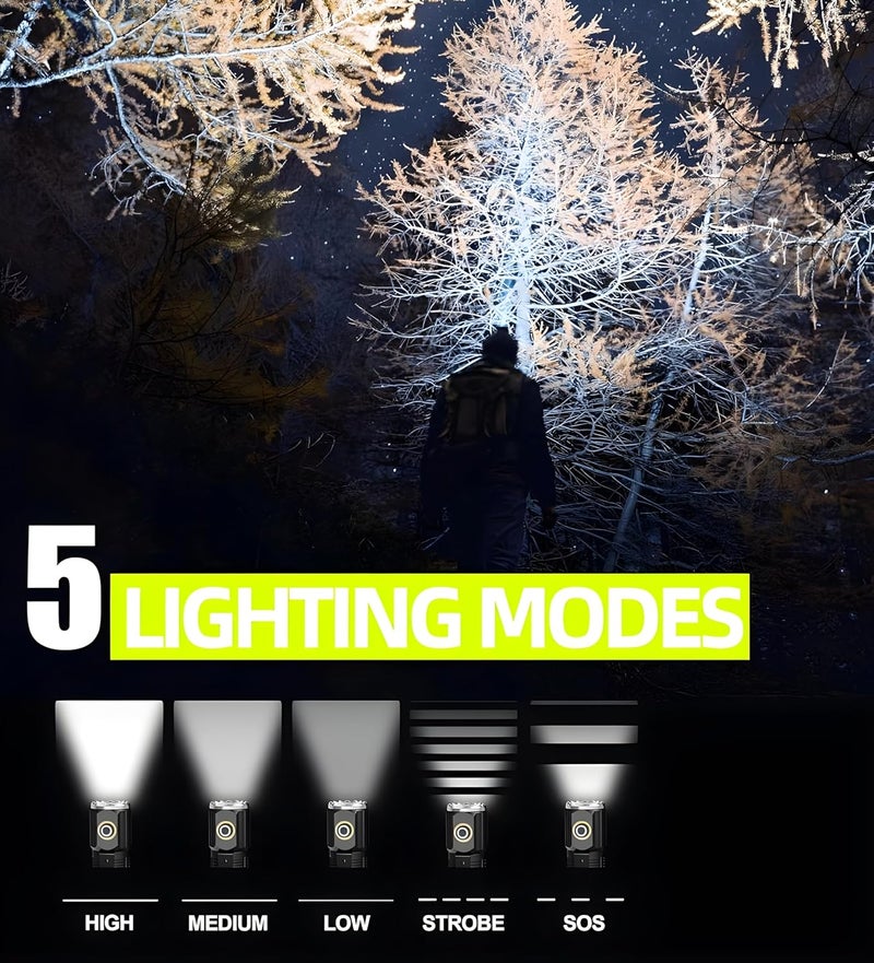 Feelon LED Flashlight 20000 Lumens High Power 5 Modes Rechargeable Torch Light Waterproof and Pocket Flashlight with Clip for Emergency Outdoor Home Camping Hiking - Image 2