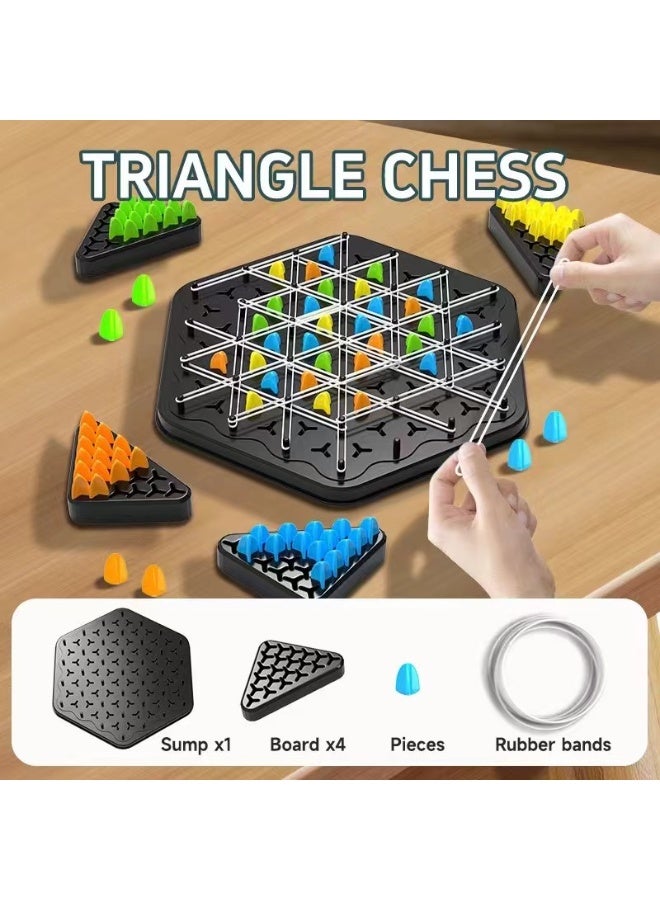 Capstro Triangle Chain Chess Board Game – Geometric Rubber Band Strategy Puzzle for Kids & Family, Logic Thinking & Concentration Training Tabletop Game – Large Size - Image 2