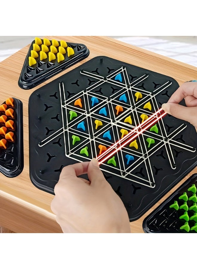 Capstro Triangle Chain Chess Board Game – Geometric Rubber Band Strategy Puzzle for Kids & Family, Logic Thinking & Concentration Training Tabletop Game – Large Size - Image 3