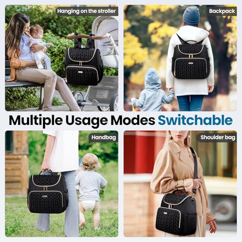 Tealari 4 in 1 Convertible Diaper Bag Backpack,Waterproof Baby Diaper Bag with Changing Pad,Converts into Baby Tote Bag,Diaper Backpack,Stroller Bag and Crossbody Diaper Bag - Image 3