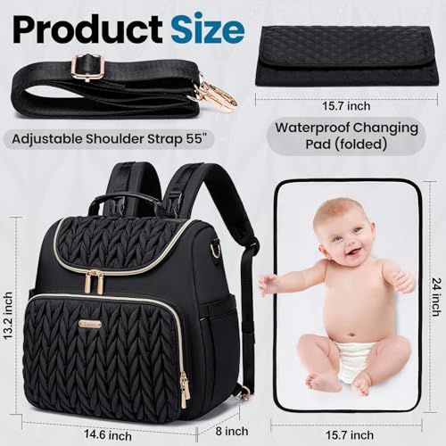 Tealari 4 in 1 Convertible Diaper Bag Backpack,Waterproof Baby Diaper Bag with Changing Pad,Converts into Baby Tote Bag,Diaper Backpack,Stroller Bag and Crossbody Diaper Bag - Image 2