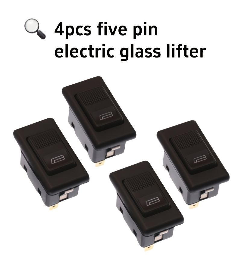 4pcs Five Pin Electric Window Switch Lighted Glass Lifter - Image 1