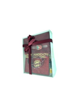 Generic Sajadati Deluxe Muslim Prayer Gift Set – Holy Quran, Premium Salah Mat, Head Scarf, Tasbih Beads & Digital Counter, Oud Oil – Elegant Maroon Dark Red Islamic Gift for Ramadan, Eid & Special Occasions  - Image 3