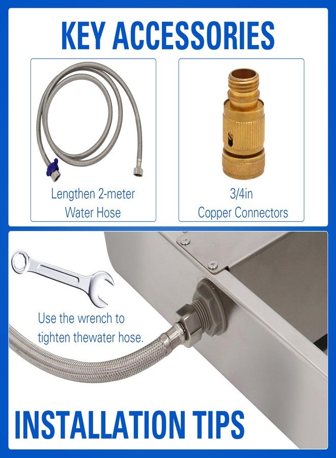 APlayfulBee Automatic Water Dispenser for Dogs Livestock Water Trough 4 Gal Large Size Stainless Steel Waterer Feeder Outdoor Automatic Dog Water Bowl with Float Valve and 6.56 ft Water Hose Kit - Image 3