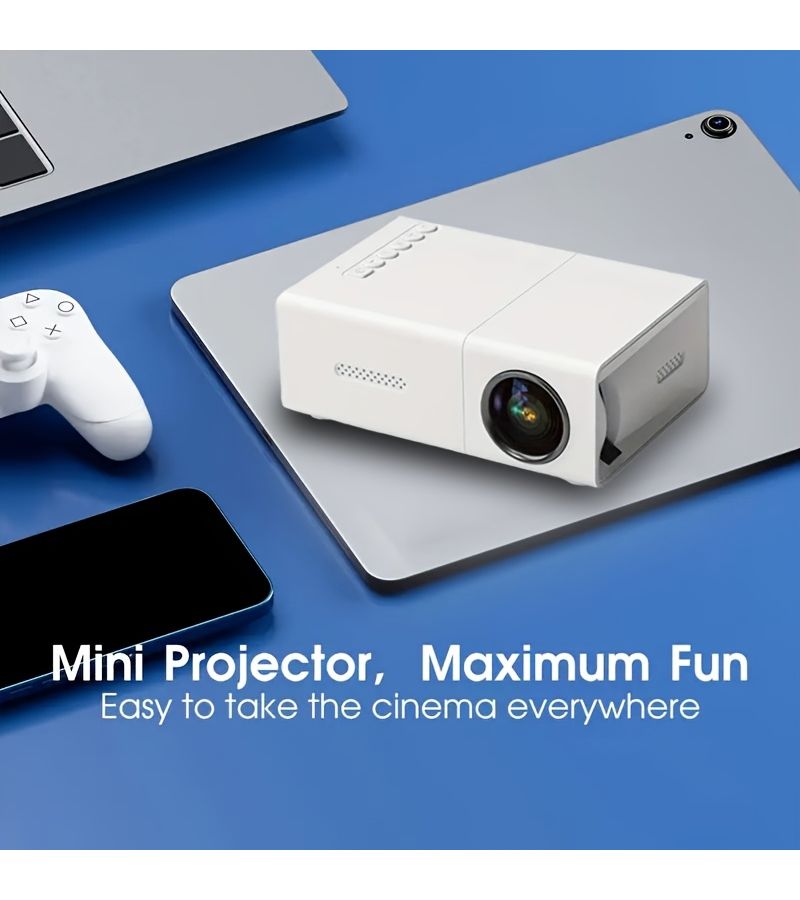 White Portable Mini Projector with LCD Display and Control 240P Supports 1080P Compatible with Laptop Smartphone PC Compact Theater Projector for Movie Gaming Presentations - Image 5