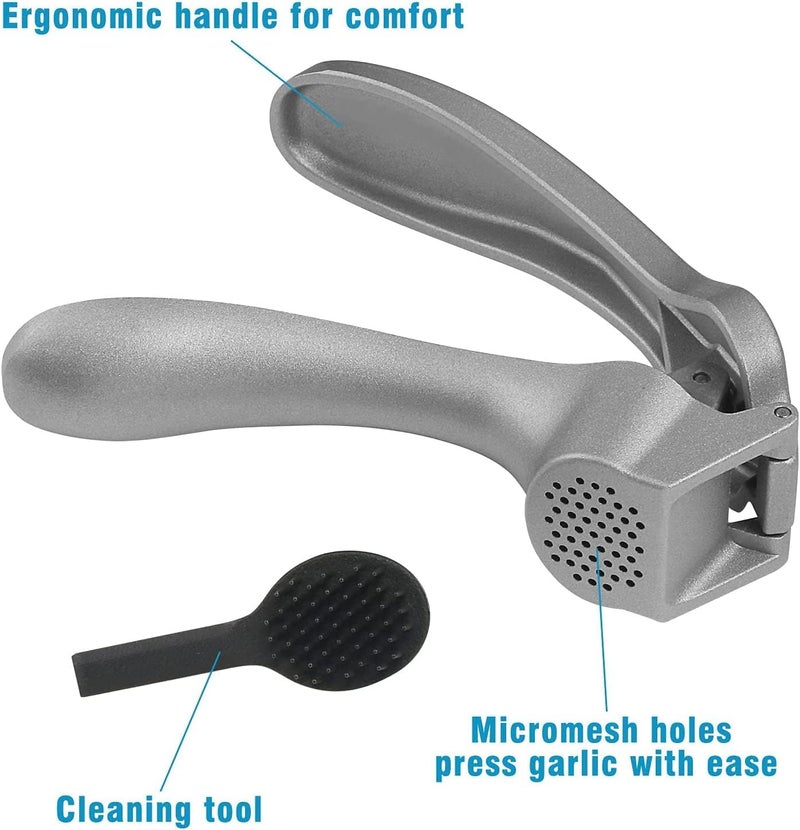 Longmann Pamperεd Chεf Garlic Press, Garlic Mincer Easy-squeeze Ergonomic Handle, No Need To Peel, Rust Proof, Professional Ginger Press & Garlic Crusher with Handy Cleaning Brush- Dishwasher Safe - Image 2