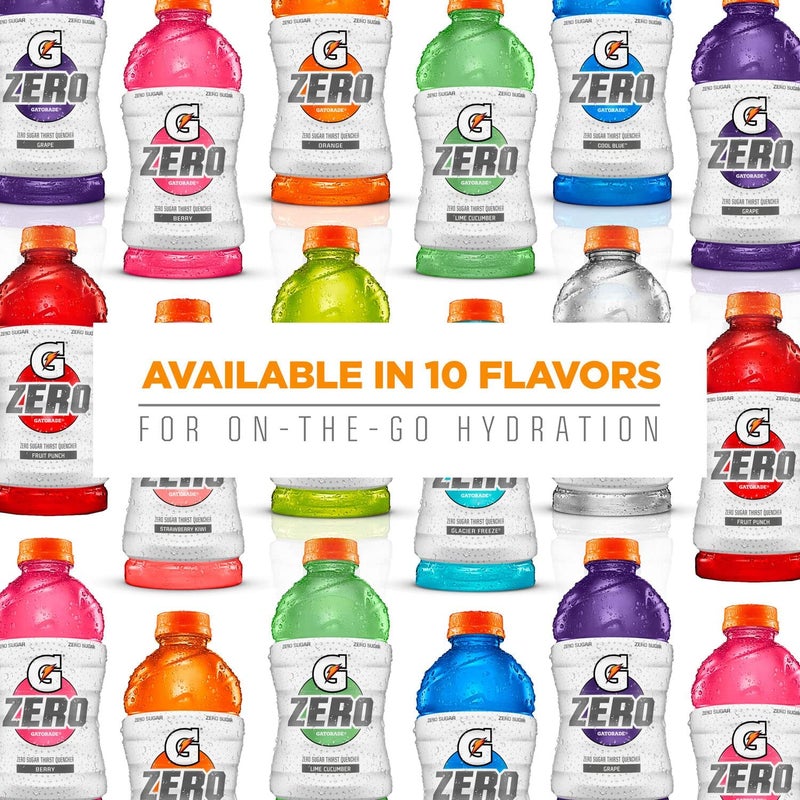 Gatorade مشروب غاتوريد جي زيرو الرياضي، جليشر فريز، جليشر شيري، مجموعة نكهات التوت، 12 أونصة سائلة (عبوة من 18) - Image 5